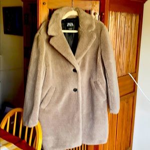 Zara teddy jacket 3/4 length